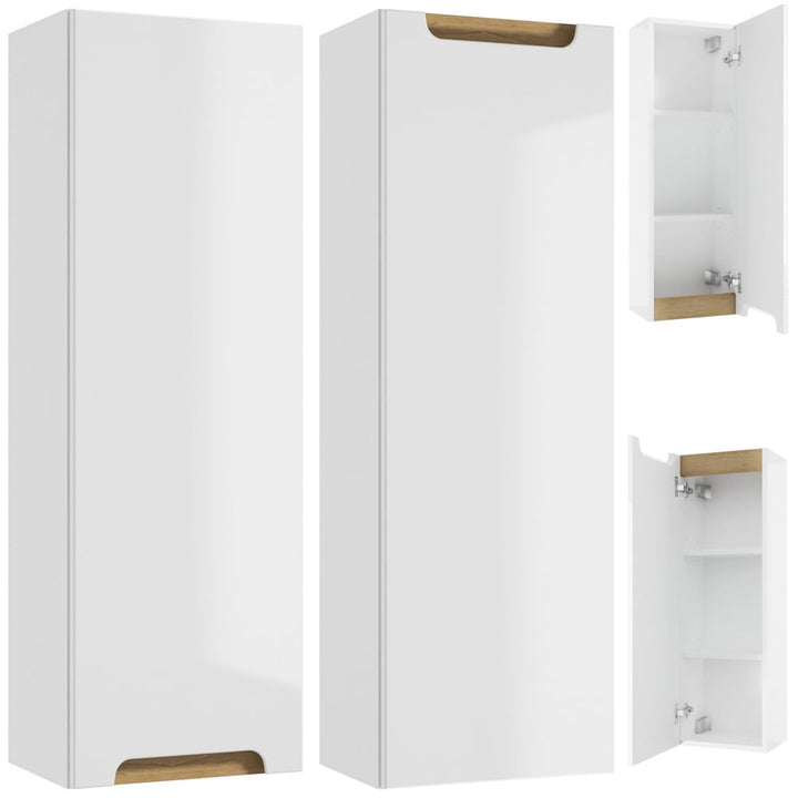 Lomadox Badmöbel Hängeschrank/Unterschrank,180° drehbar Hochglanz weiss lackiert, mit 3 Griffblenden