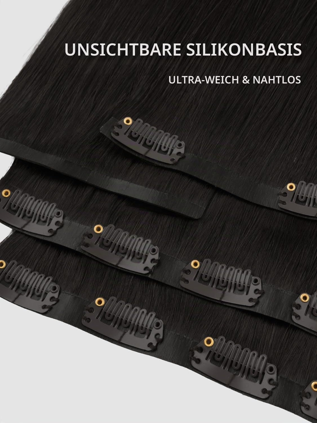 Nahtlose Clip In Extensions Echthaar, 50cm 7pcs 150g Natürliches Schwarz Echthaar Extensions Clip Re