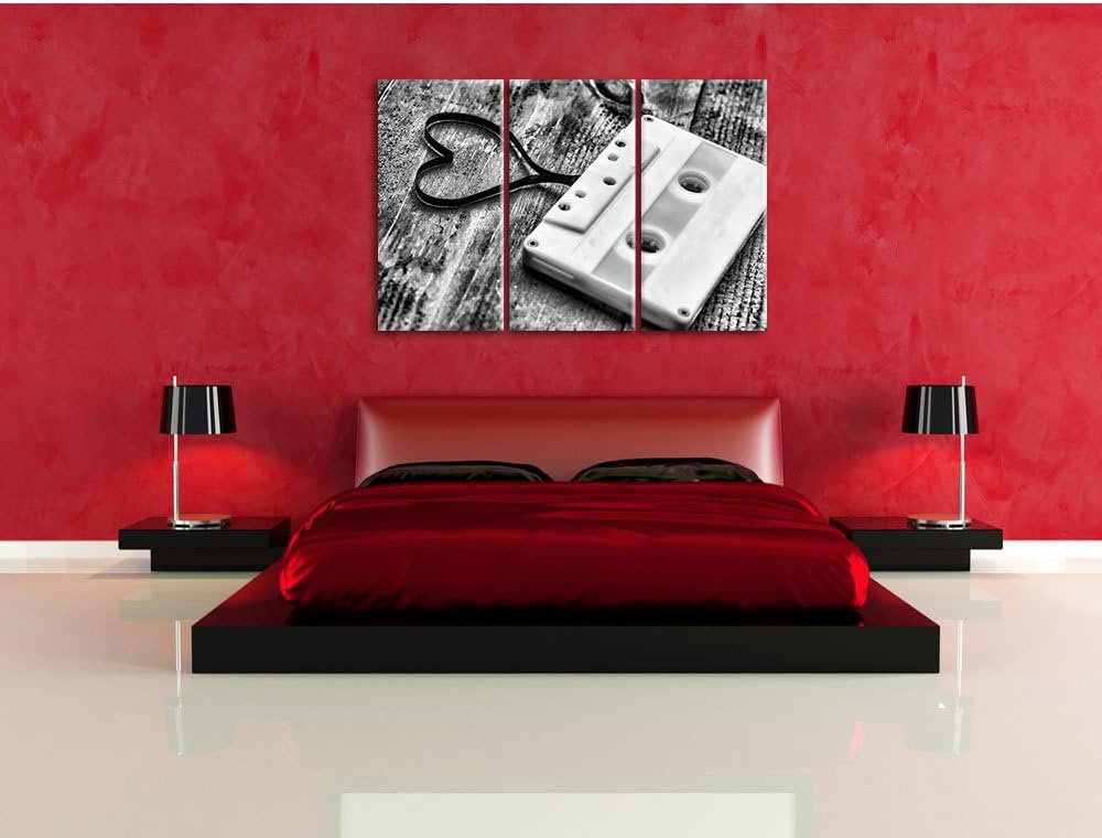 Pixxprint Retro Kasetten als Leinwandbild/Grösse: 3 Teilig (120x80) / Wandbild/Kunstdruck/fertig bes