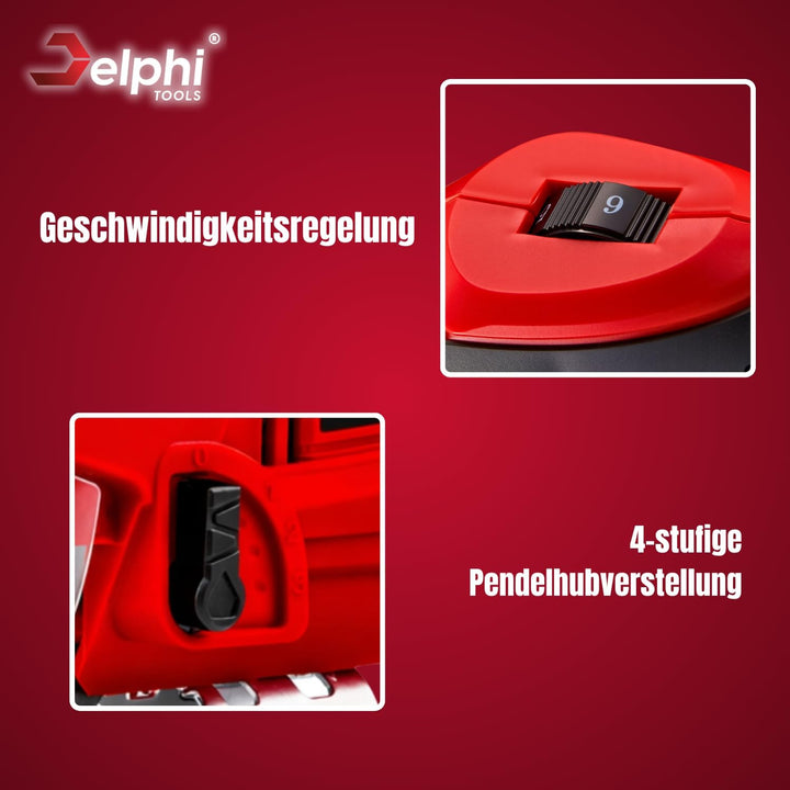 Delphi Stichsäge 750W mit Laser & LED - Elektrische Pendelhub Stichsäge mit Kabel, variable Geschwin