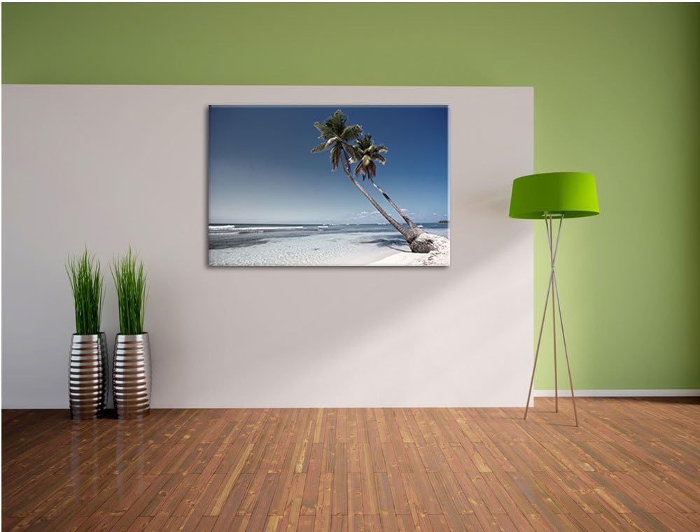 zwei Palmen ragen über das Wasser schwarz/weiss Format: 100x70 auf Leinwand, XXL riesige Bilder fert