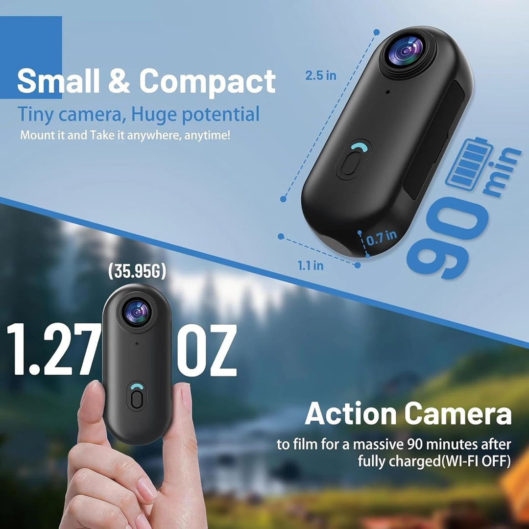 TKMARS Mini Action Cam 1080P WLAN, Magnetische Bodycam mit Clip, 120° Weitwinkel, 30M Wasserdicht, T