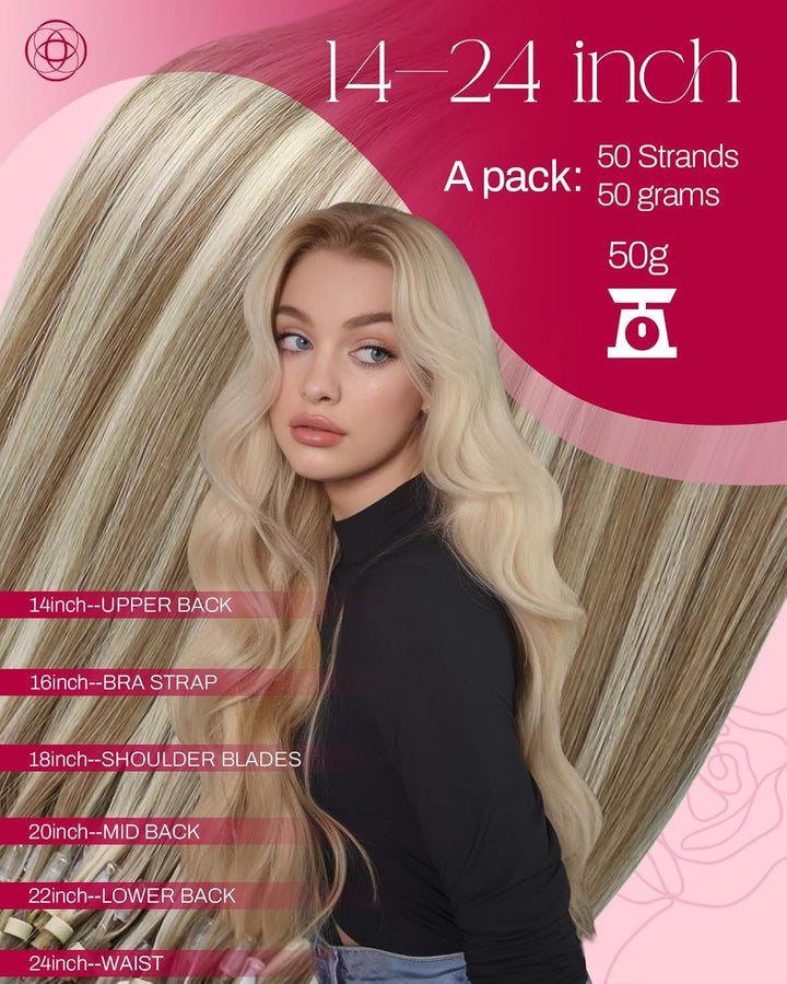 Moresoo Extensions Microring Echthaar 1g Cold Fusion Micro Ring Extensions Blond Strähnen 60cm Remy