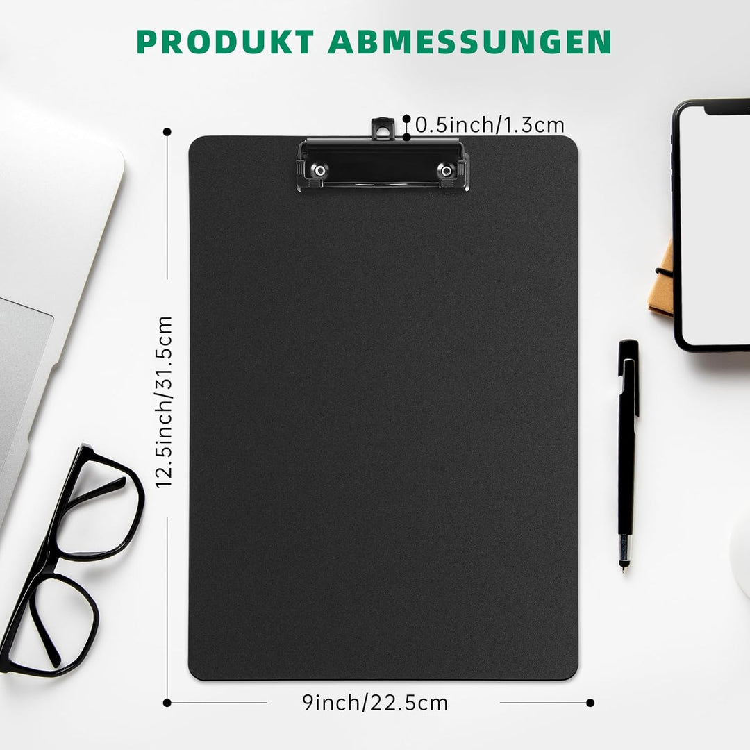 Klemmbrett A4, 6er Klemmbretter mit Metall Aktendulli, Kunststoff Klemmmappe A4, Clipboard zum Aufhä