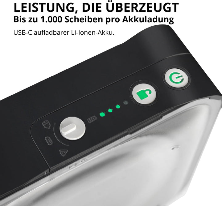 EUREL RS54 Akku-Allesschneider, Schwarz | Brotschneidemaschine klappbar, kabelloser Allesschneider m