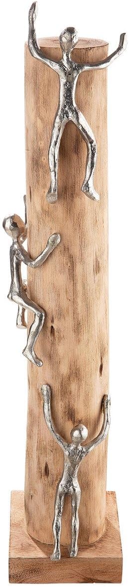 GILDE Deko Skupltur aus Holz/Aluminium - Kletterer - Bergsteiger - hoch hinaus - naturfarben- Höhe 5