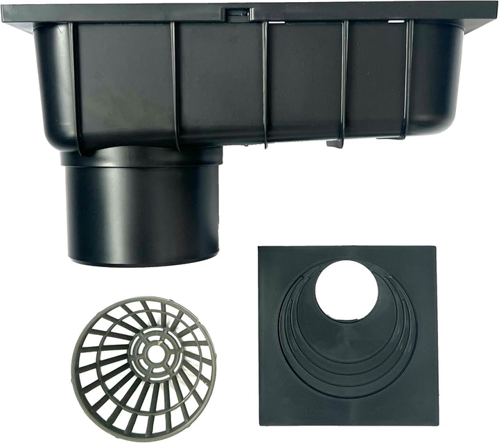 Regenrohrablauf mit Sieb Regensinkkasten von 50mm bis 110mm Regenwasserablauf DN110 Schwarz Dachrinn