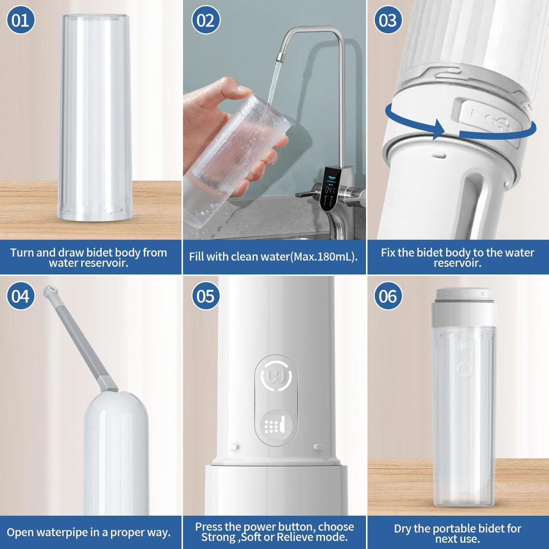 Reise Bidetflasche, tragbares Bidet-Sprühgerät, Hand-Bidet Elektrisches Bidet Wiederaufladbar, Stufe