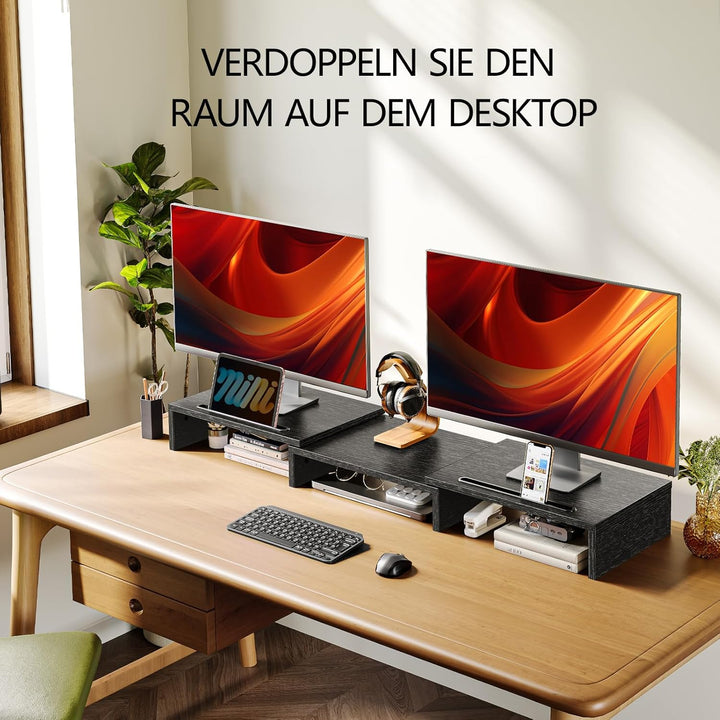 AMERIERGO Dual-Monitorständer – verstellbare Länge und Winkel, Dual-Monitorerhöhung, Computer-Monito