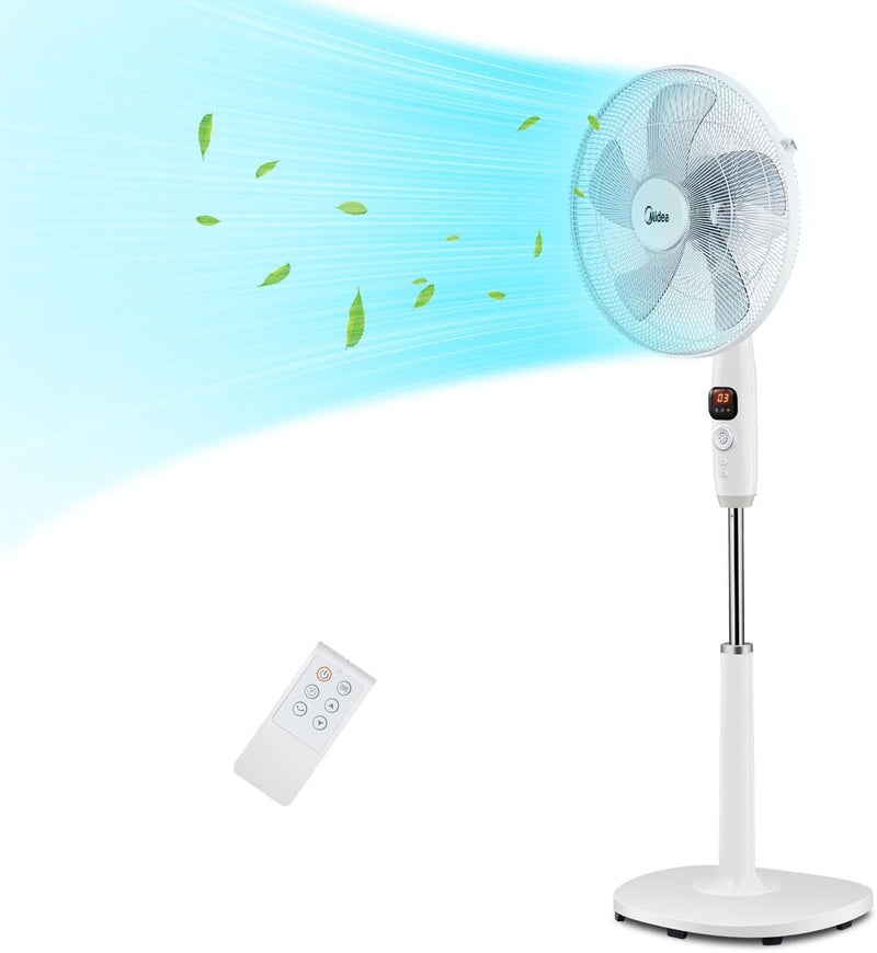 Midea FS40-16CR DC Motor Standventilator leise Extreme,mit Fernbedienung,12 Geschwindigkeiten,12H Ti