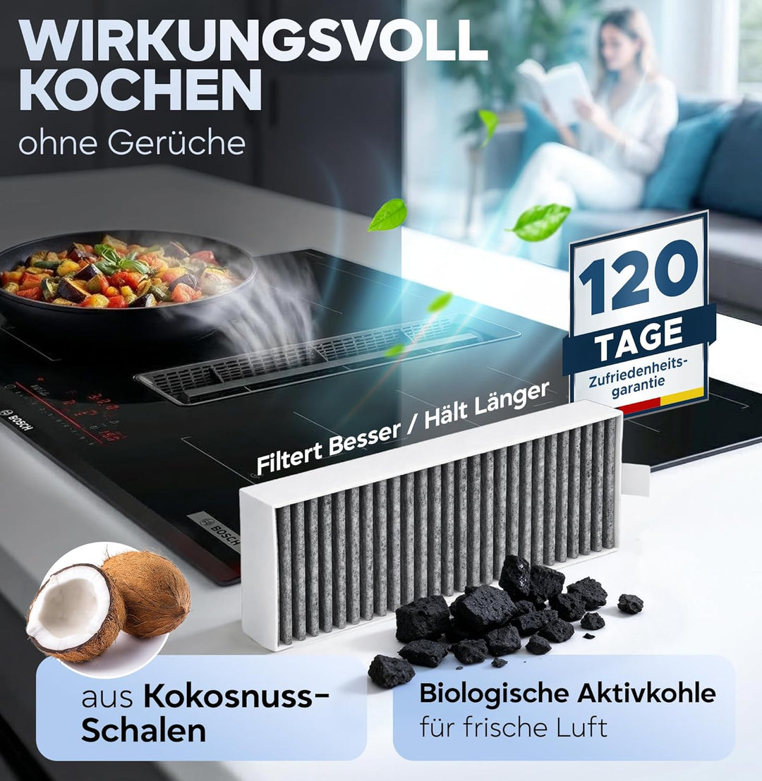 Aktivkohle Filter Dunstabzugshaube [4 Stück] Siemens HZ9VRCR0, Bosch HEZ9VRUD0, Bosch Siemens 170047