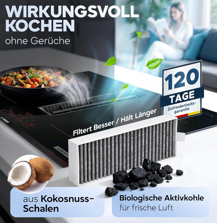 Aktivkohle Filter Dunstabzugshaube [4 Stück] Siemens HZ9VRCR0, Bosch HEZ9VRUD0, Bosch Siemens 170047