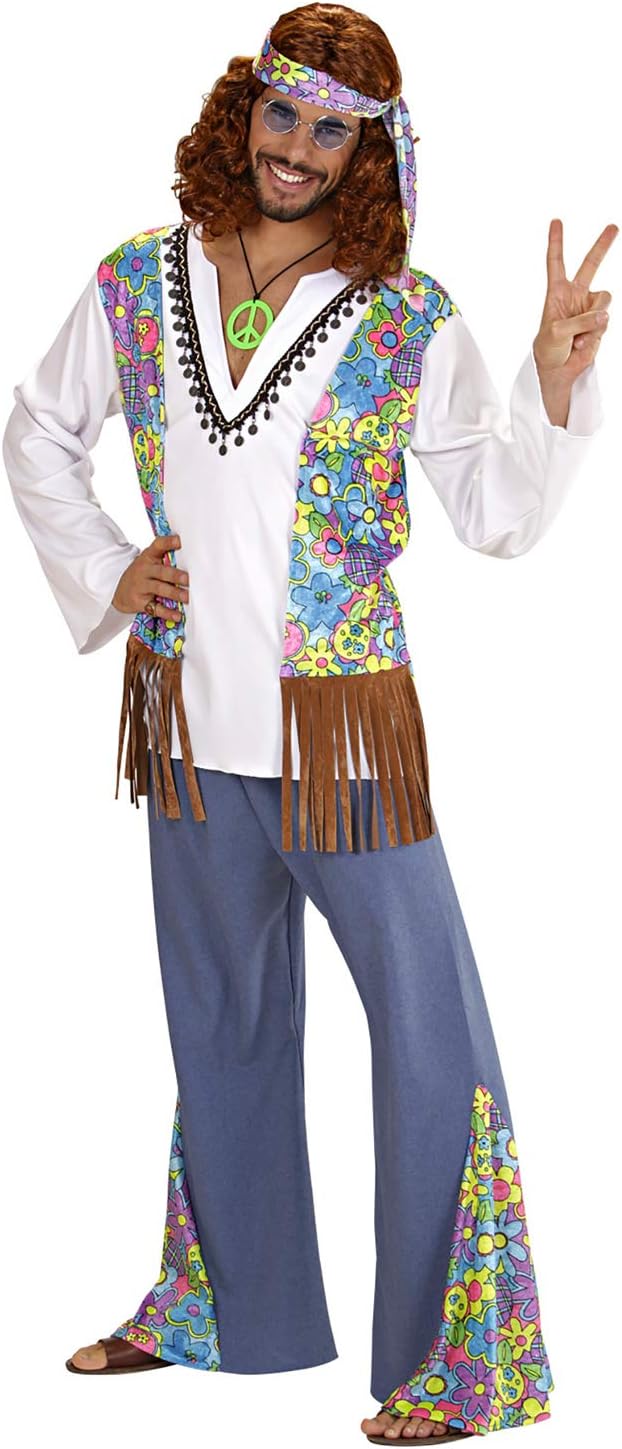 "WOODSTOCK HIPPIE MAN" (shirt withvest, pants, headband) - (M), M
