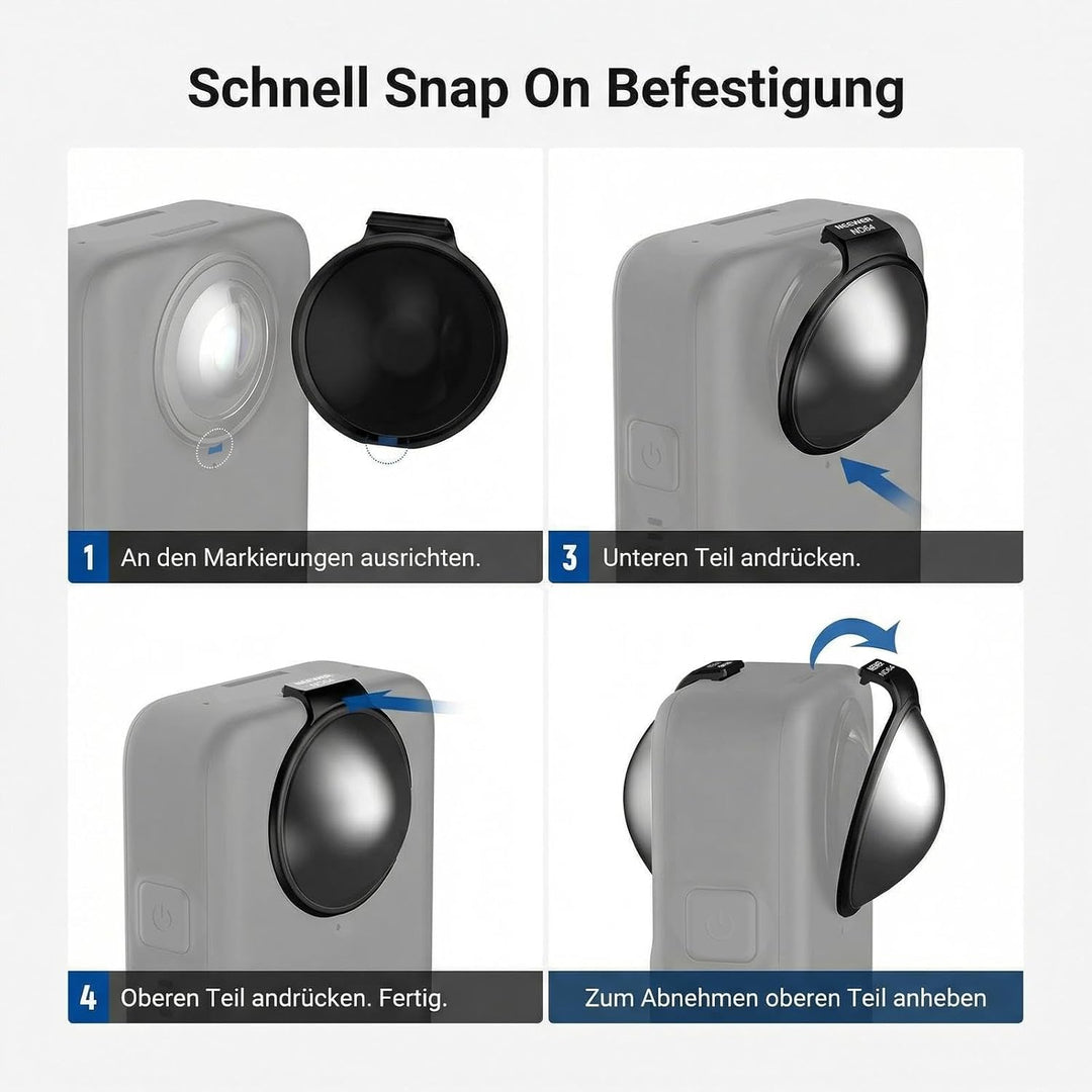 NEEWER ND Filter Set kompatibel mit DJI Osmo 360 nur, ND64 (6 Stop), Snap On, mehrfachvergüteter opt