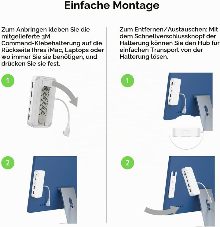 Belkin 6-in-1-USB-C-Hub, rückseitig montierbare Dockingstation für iMac 24″ mit SD-/microSD-Kartenle