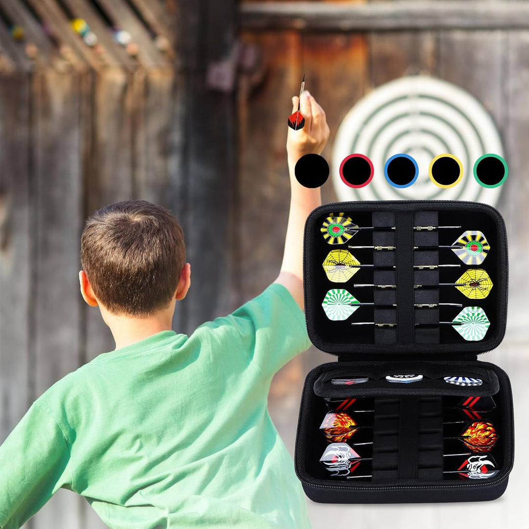 Hart Hülle Dartpfeile Etui für 12 Stück Steeldarts oder weiche Spitze Darts,eingebaute Speicher Rohr