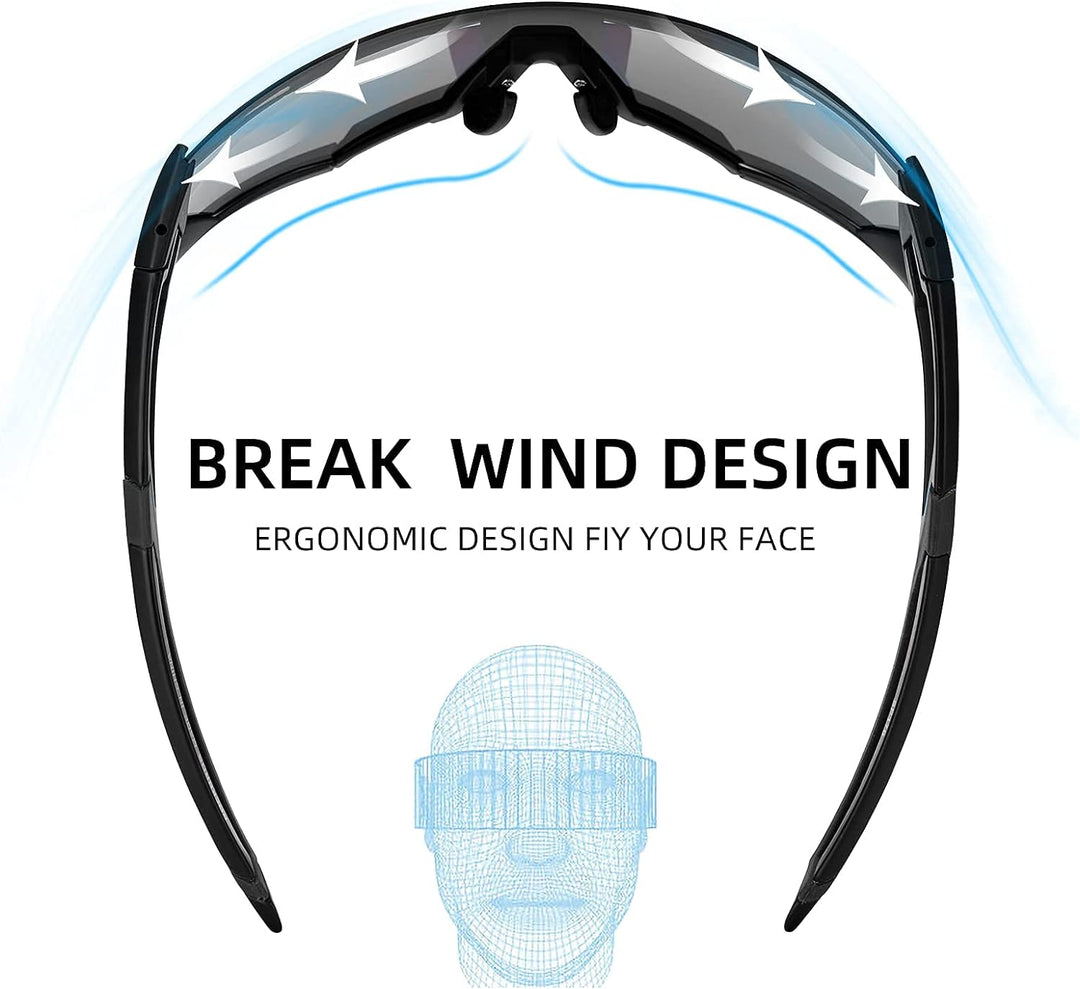 ROCKBROS Sonnenbrille UV-Schutz Brille Klar Photochromatisch Fahrradbrille Sportsbrille für Radfahre