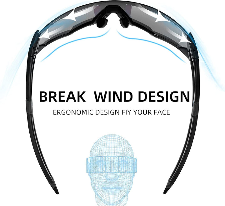 ROCKBROS Sonnenbrille UV-Schutz Brille Klar Photochromatisch Fahrradbrille Sportsbrille für Radfahre