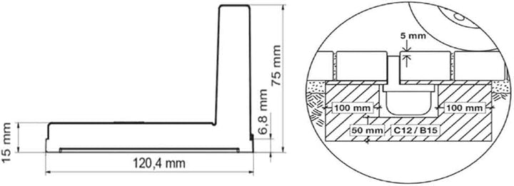 1m ACO Hexaline 2.0 Entwässerungsrinne Schlitzaufsatz Kunststoff Rinne Bodenrinne Terrassenrinne