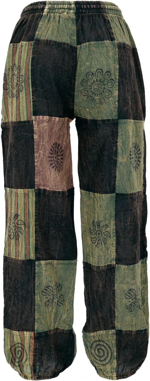 GURU SHOP Aladinhose, Patchwork, Unikat Pluderhose, Boho Hose, Damen 42 Grün, 42 Grün
