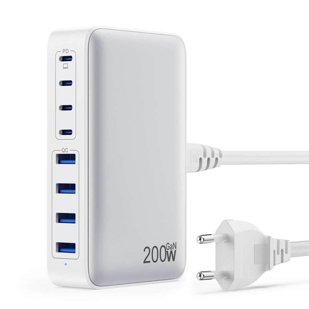 200W USB C Ladegerät, GaN III 8-Port USB Schnellladegerät PPS PD 65W Laptop Ladegerät Adapter USB C