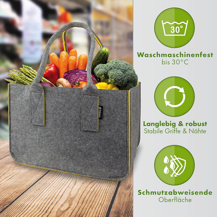 Filztasche - praktische Einkaufstasche - modische Shopping Bag - Einkaufskorb aus Filz - faltbare Tr