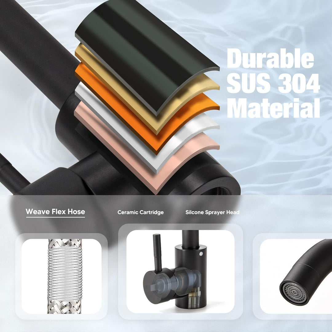 Wasserhahn Spültischarmatur Wasserhahn Küche 360° Drehbar Küchenarmatur aus Edelstah, Einstellbares