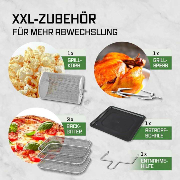 GOURMETmaxx Digitale XXL Heissluftfritteuse 12 Liter | Frittieren ohne Fett, Zubehör ist spülmaschin