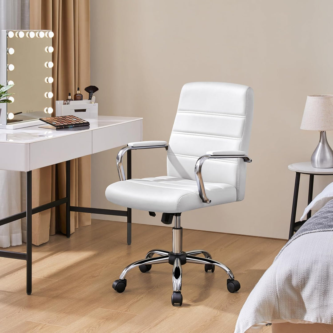 Yaheetech Bürostuhl ergonomischer Schreibtischstuhl, Drehstuhl mit Rollen, Bürohocker mit Armlehnen,