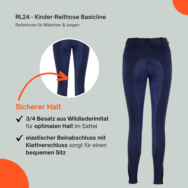 RL24 - Kinder Reithose Vollbesatz Basicline | Vollbesatz-Reithose für Kinder – Reiterhose 86 Dunkelb