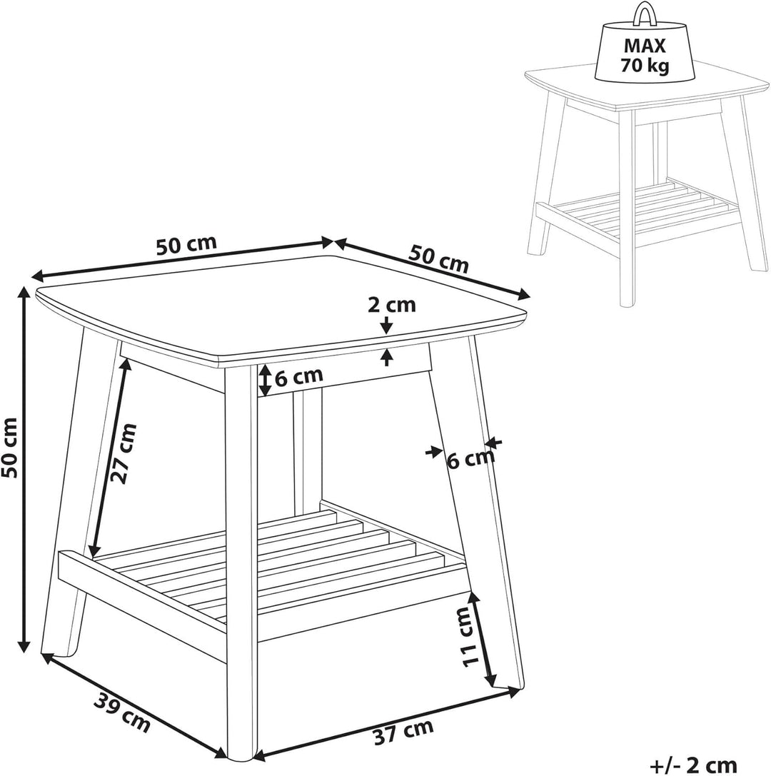 Beistelltisch mit Ablage Lamellen-Optik quadratisch heller Holzfarbton Tulare