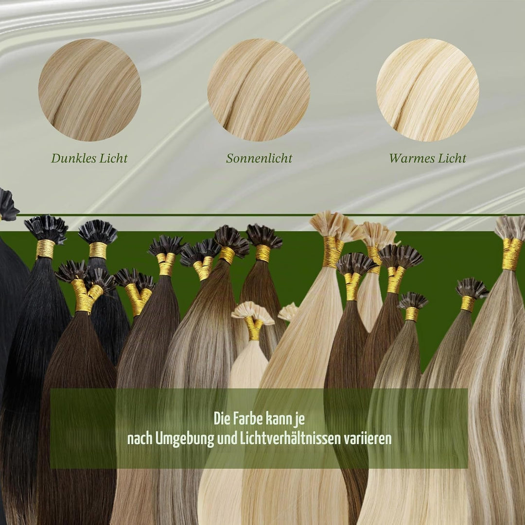 RUNATURE Bondings Extensions Echthaar Blond Highlight 30cm Extensions Echthaar Bondings Unsichtbare