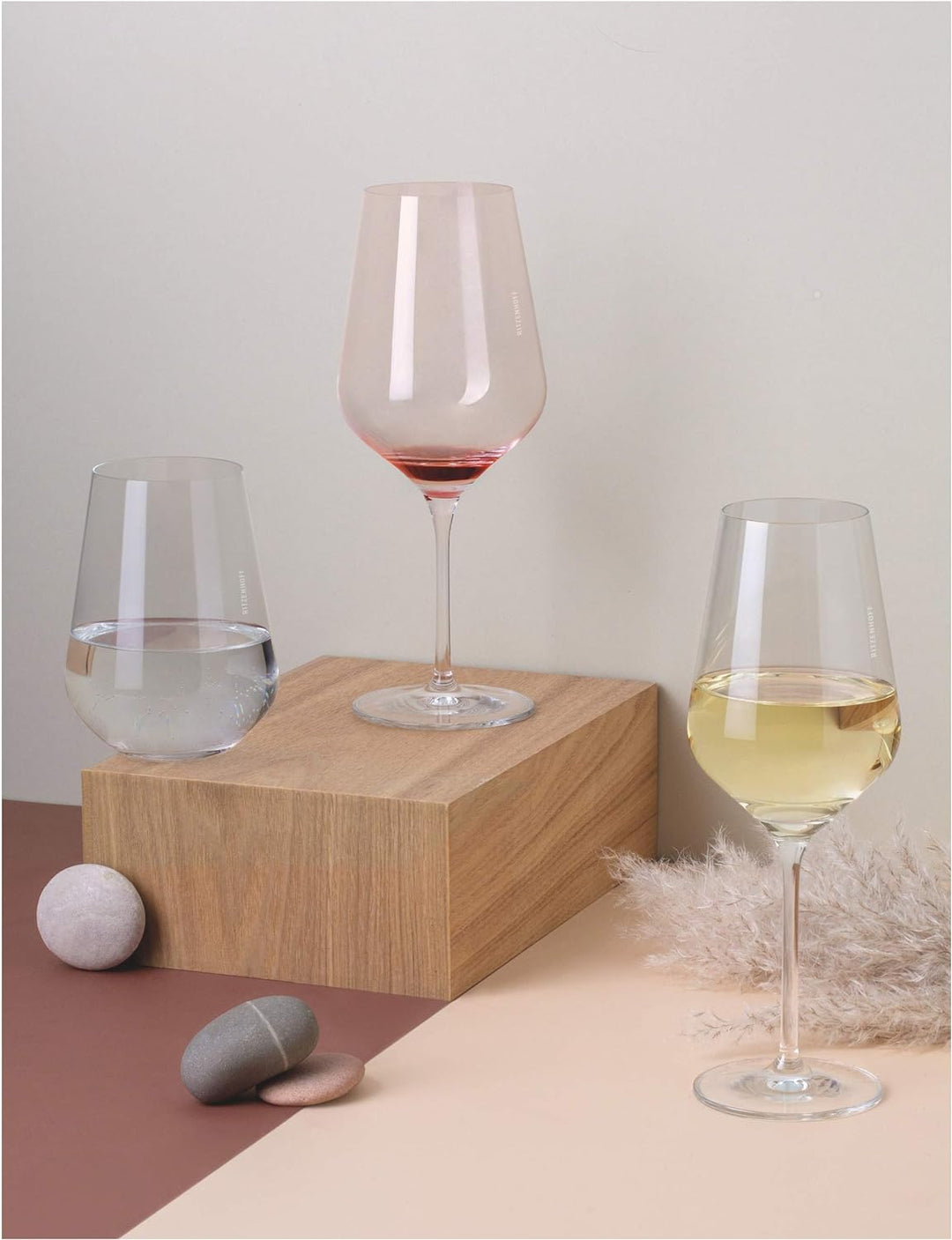 RITZENHOFF 3631001 Rotweinglas 500 ml – Serie Fjordlicht Nr. 1 – 2 Stück mit Farbverlauf Peach – Mad