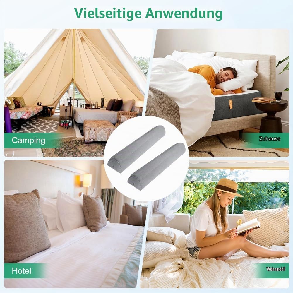 RANJIMA Rausfallschutz Bett Aufblasbar,2er Pack Aufblasbares Rausfallschutz Bettgitter mit Handpumpe