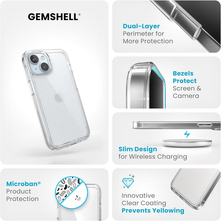 Speck Klare iPhone 15 Hülle - Schlank, MagSafe kompatibel, Fallschutz - für iPhone 15, iPhone 14 & i