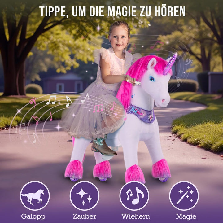 PonyCycle Fortschrittlich Modell Y Einhorn Reitpferd Einhorn mit Magisches Geräusche für Kinder 4–7