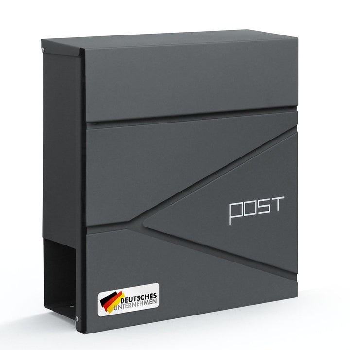 Floordirekt Moderner Briefkasten, mit Zeitungshalter, Deckel, abschliessbar mit C4-Einwurf und integ