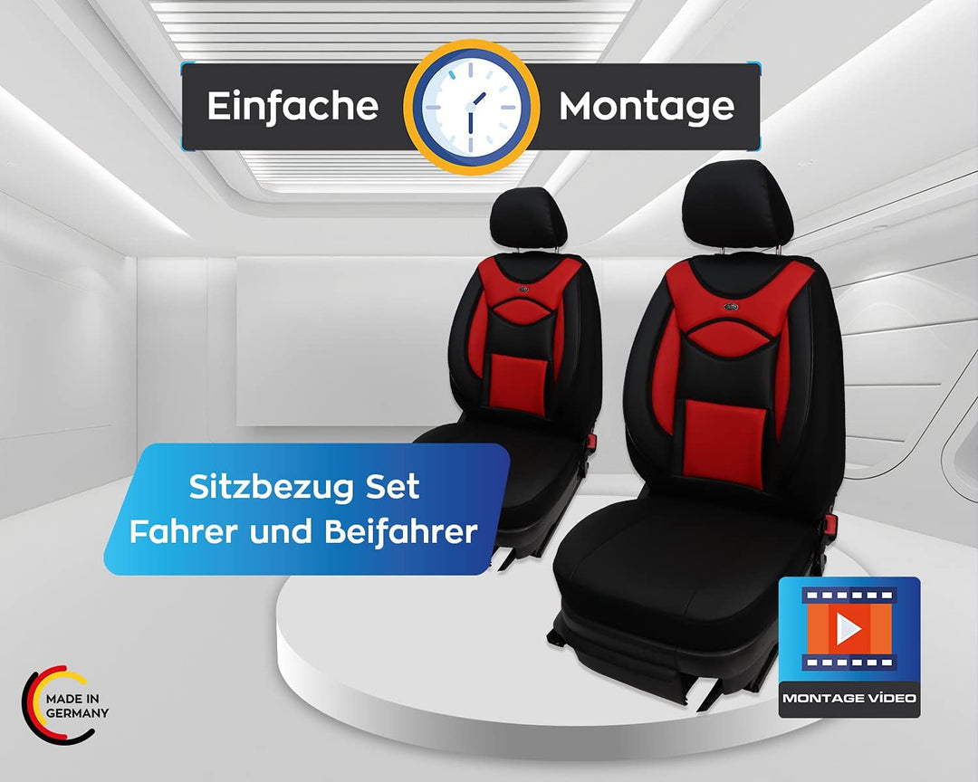 BREMER SITZBEZÜGE Mass Kunstleder Schonbezüge für Subaru Forester SJ D102 D102 - Schwarz/Rot, D102 -