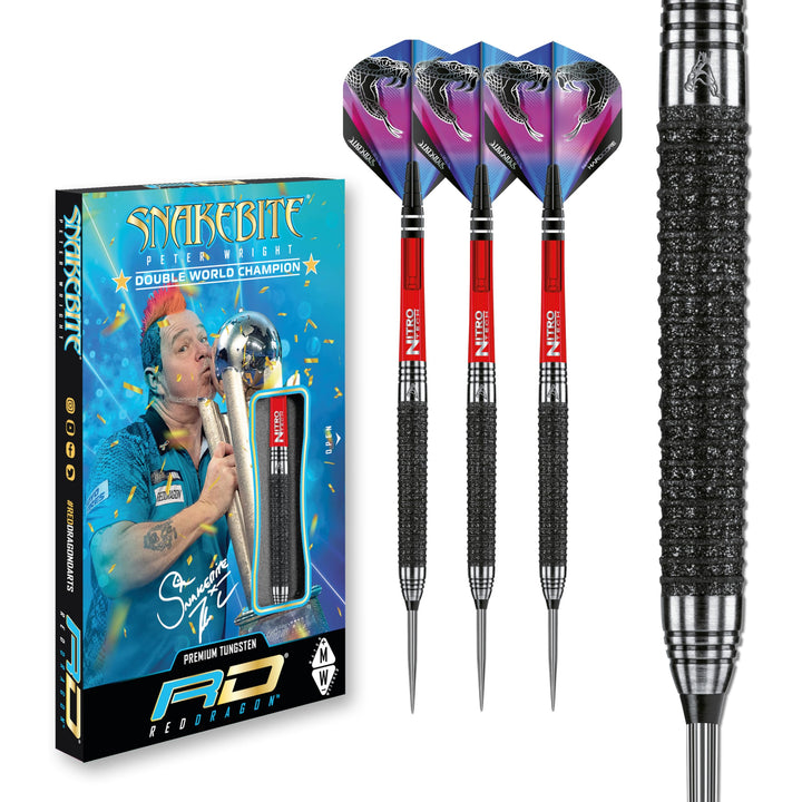 RED DRAGON Peter Wright Snakebite Melbourne Masters Edition 22g Tungsten Darts mit Flights und Schäf