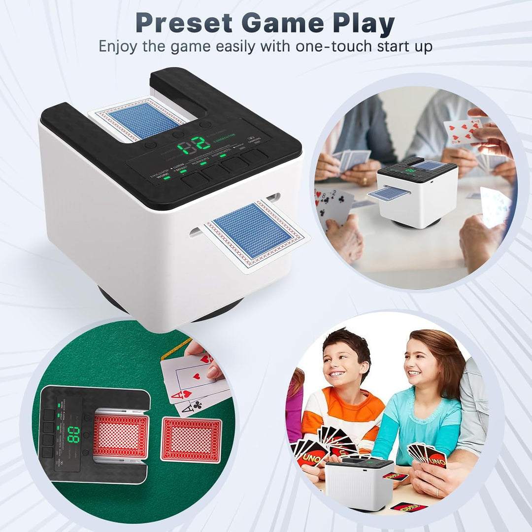Automatische Kartenmischer und Kartensender, 2 in 1 Kartenmischmaschine und Austeiler 360° Drehung f