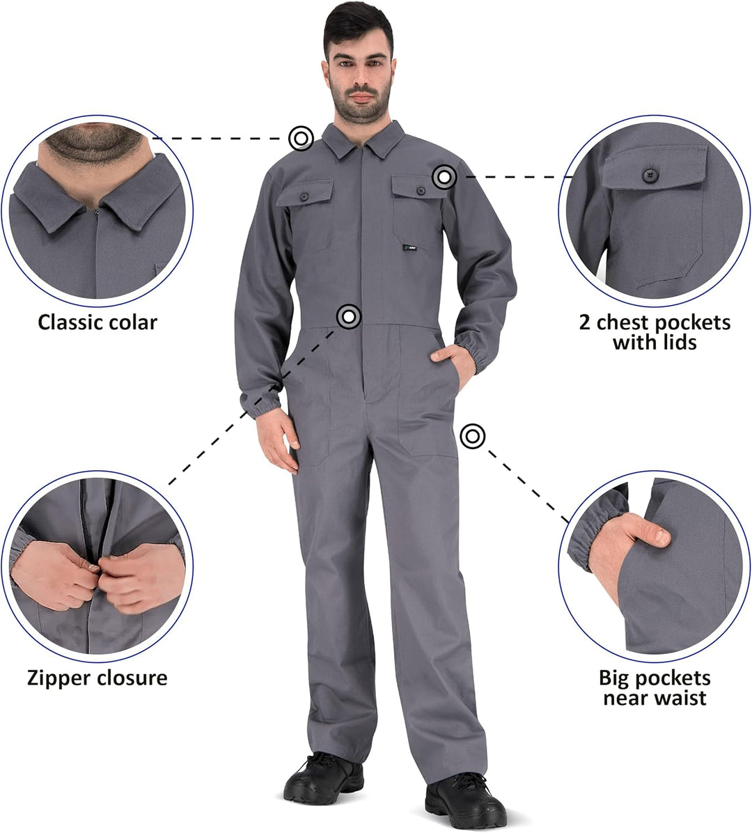 BWOLF ANAX Arbeitsoverall Herren Overall Herren Arbeitskleidung 100% Baumwolle Arbeitsoveralls mit 5