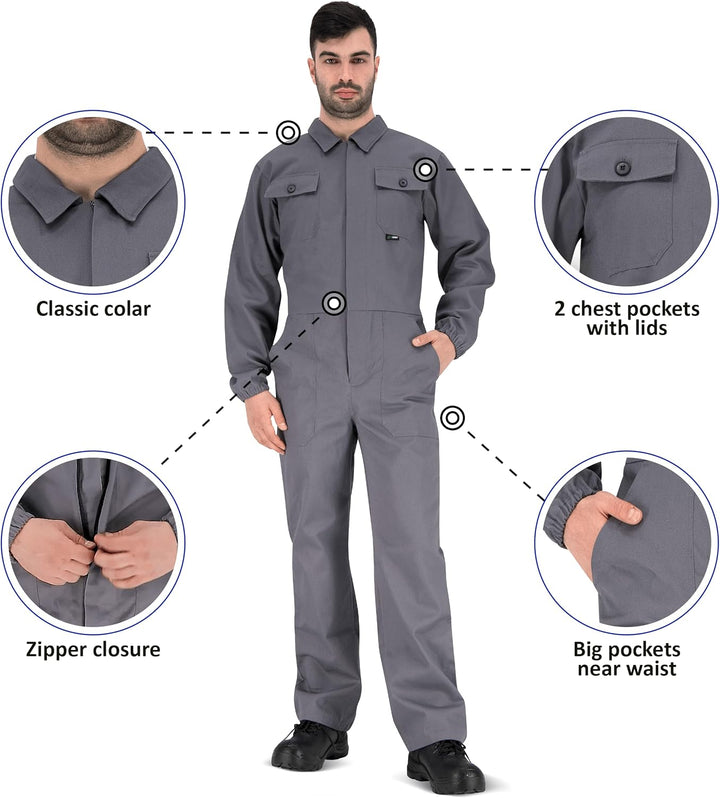 BWOLF ANAX Arbeitsoverall Herren Overall Herren Arbeitskleidung 100% Baumwolle Arbeitsoveralls mit 5