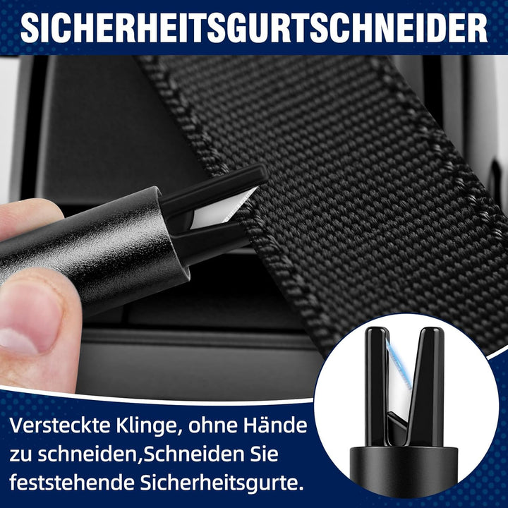 3 Stück 2-in-1 Gurtschneider Notfallhammer mit 2 Testglas & Gurtschneider | Sicherheitshammer aus Wo