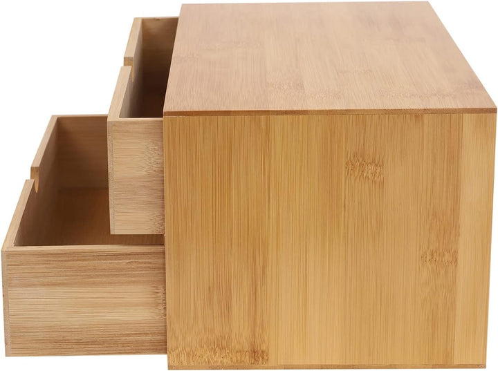 Donened - Schreibtisch-Organizer aus Bambus mit Schubladen, Schubladenbox Bambus, Mini Kommode, Holz
