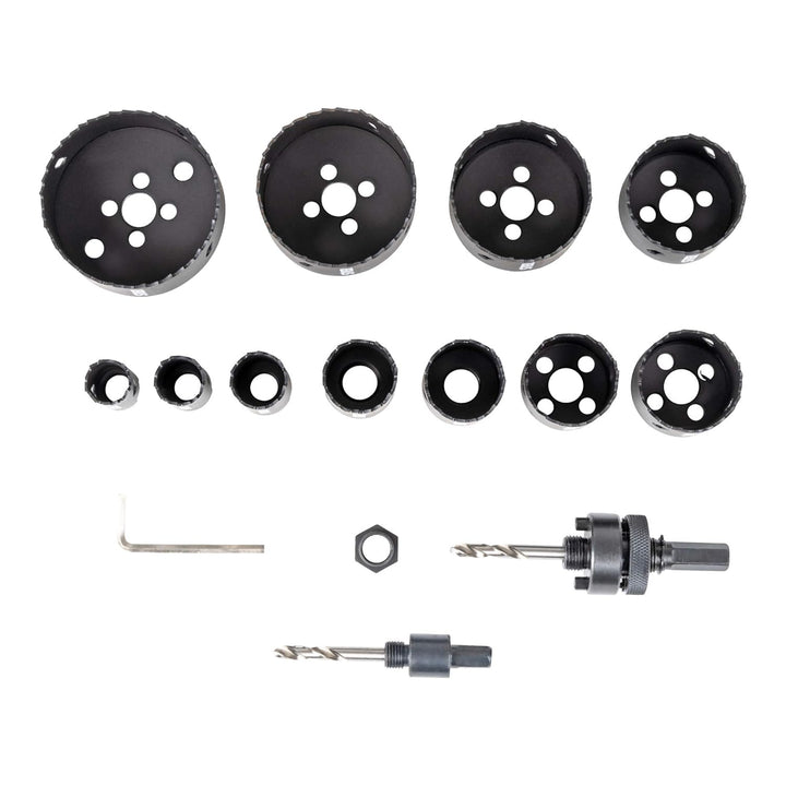 STIER Lochsägen-Set HSS-Co8 Bimetall, 17-teilig (20, 22, 25, 32, 35, 40, 44, 51, 60, 68, 76 mm), Loc