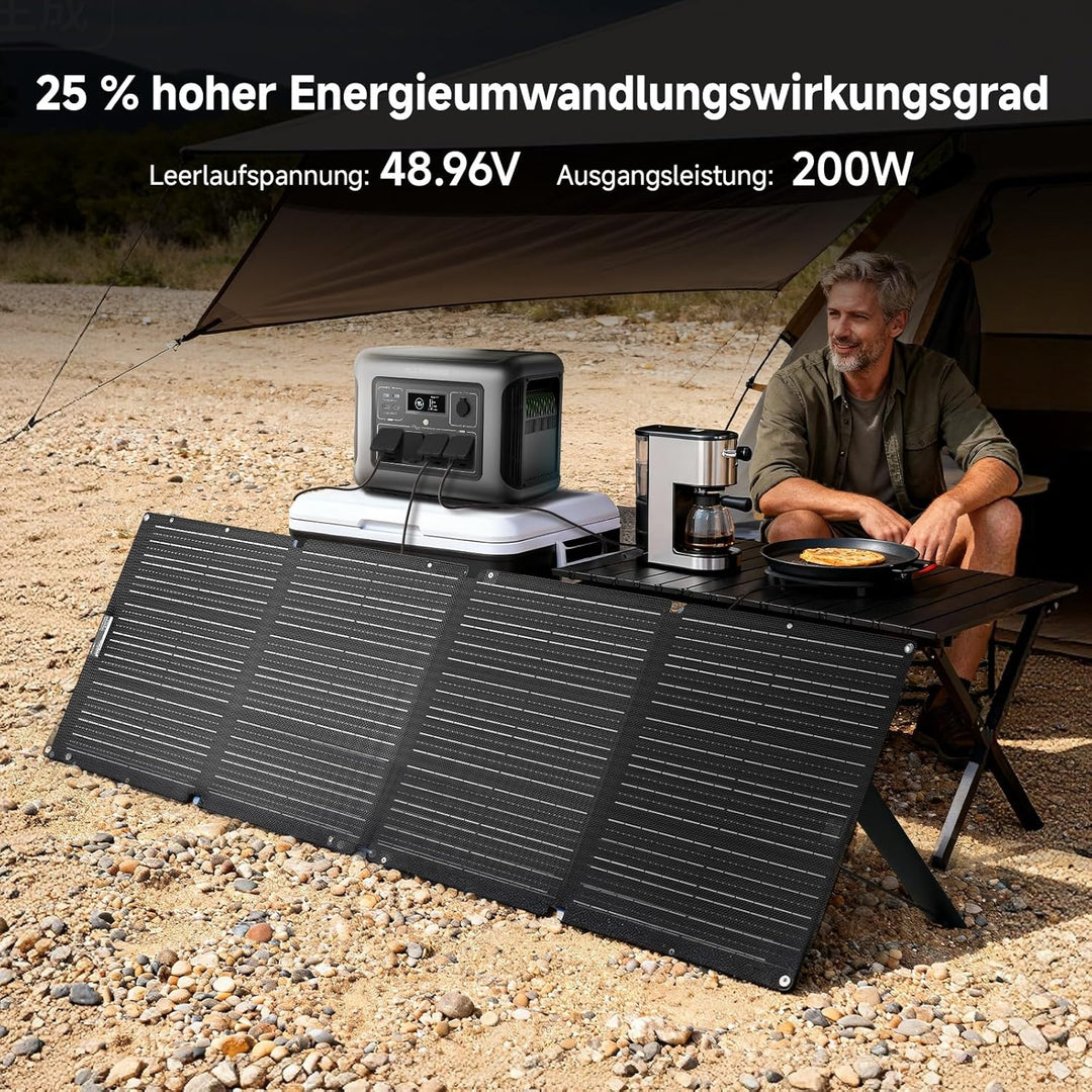 ALLPOWERS SOLAX SE200 200W Solarpanel: Faltbares Solarmodul mit Verstellbaren Ständern, IP68 Wasserd