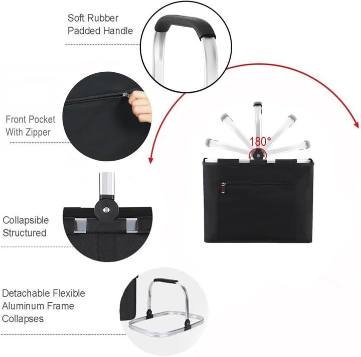 Diurwur® 30L Tragekorb Gross Faltbar Einkaufskorb mit Deckel Picknickkorb mit Stützstrebe Korb Einka