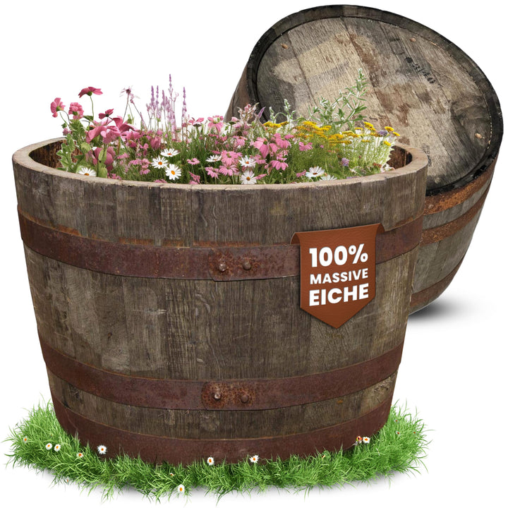 Temesso Halbes Fass aus einem originalen schottischen Whiskyfass (Natur - mit Ablaufbohrungen)