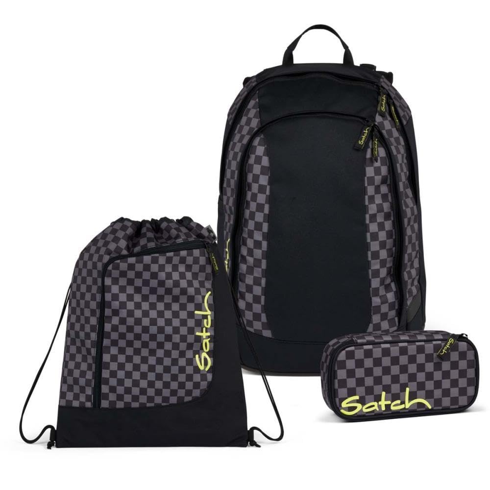 Satch Air Schulrucksack Set 3tlg. inkl. Schlamperbox und Sportbeutel Dark Skate, Dark Skate