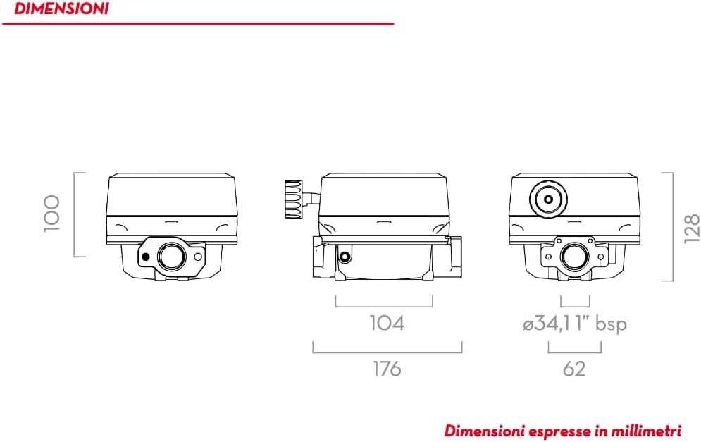 PIUSI Mechanischer Durchflussmesser mit 3 Ziffern für Kraftstoff und Schmierstoffe, Durchfluss bis z